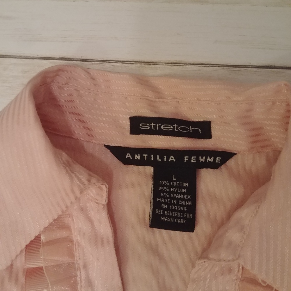 Antilia Femme blouse, peachy pink ruffled,L - Picture 2 of 6